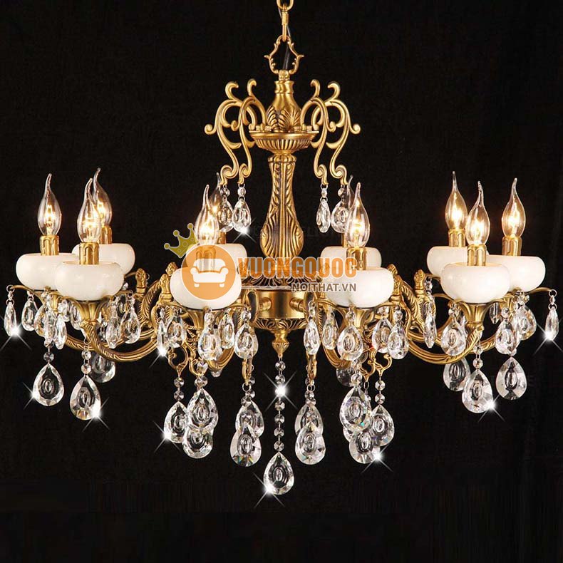 Đèn chùm đồng chao đá trắng ATL8659-7